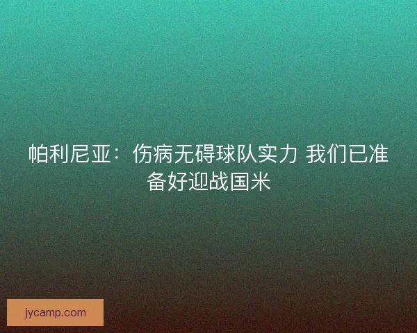 帕利尼亚：伤病无碍球队实力 我们已准备好迎战国米