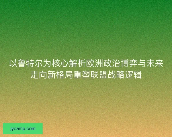以鲁特尔为核心解析欧洲政治博弈与未来走向新格局重塑联盟战略逻辑