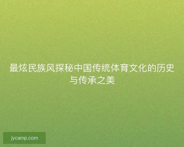 最炫民族风探秘中国传统体育文化的历史与传承之美
